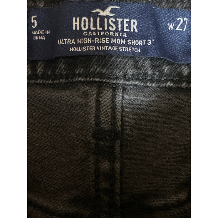 Hollister Vintage Stretch Womens Black Ultra High Rise Denim Jeans Mom Shorts 27