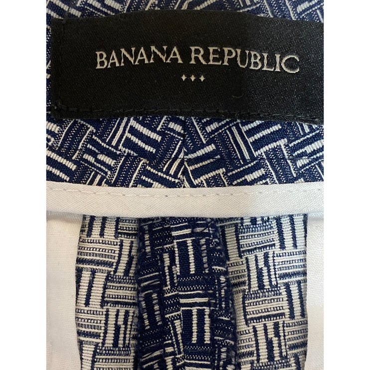 Banana Republic Women's Blue Combo Geometric Mid Rise Casual Bermuda Shorts Sz S