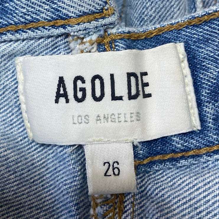 Agolde Criss Cross Women's Blue Light Wash High Rise Straight Denim Jeans Sz 26