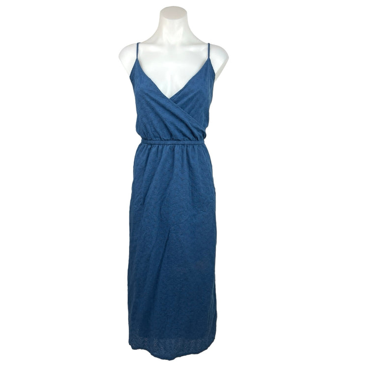 Style & Co Blue V Neck Surplice Sleeveless Elastic Waist Midi Dress Size M