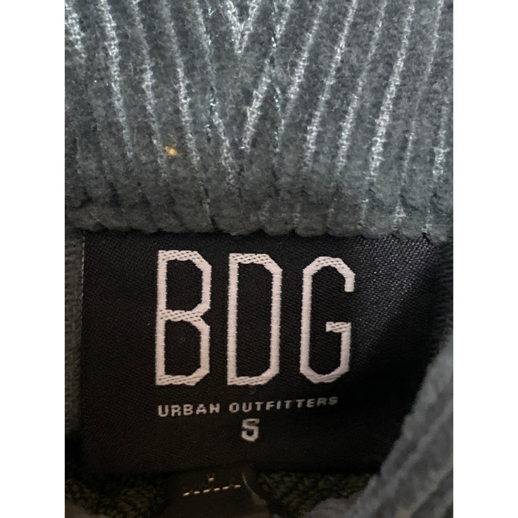 Urban Outfitters Women's Black Corduroy Full Zip Hoodie Cropped Sweatshirt Sz S