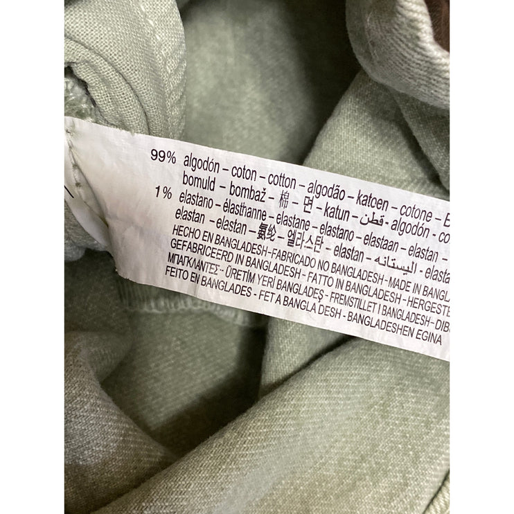 Zara Women's Green Short Sleeve Button Front Pocket Denim Jumpsuit Romper Size S