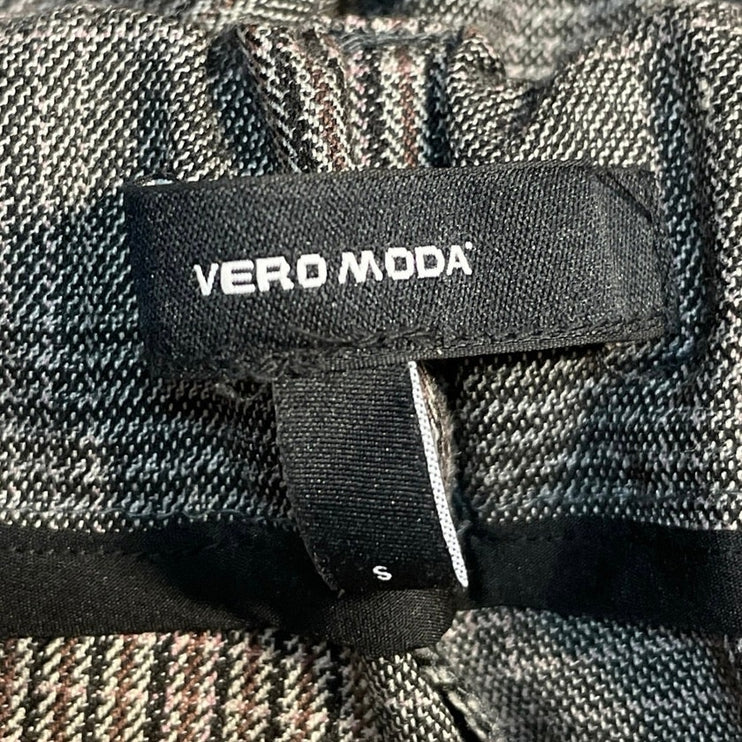 Vero Moda Womens Gray Plaod Checkered Low Rise Straight Trousers Dress Pants S