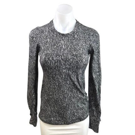 Lululemon Womens Black White Printed Athletic Long Sleeve T Shirt Tee Top Size 4
