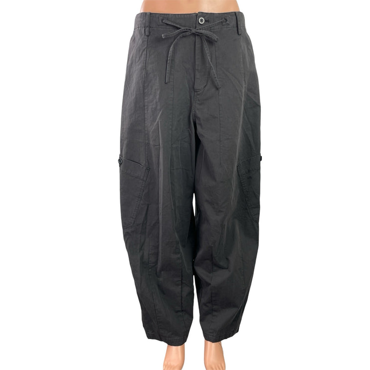Zara Womens Black High Waisted Wide Leg Baggy Palazzo Trousers Cargo Pants Sz S