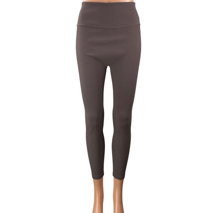 Beyond Yoga Women's Brown High Waisted Ribbed Knit Athletic Legging Pants Sz L/G