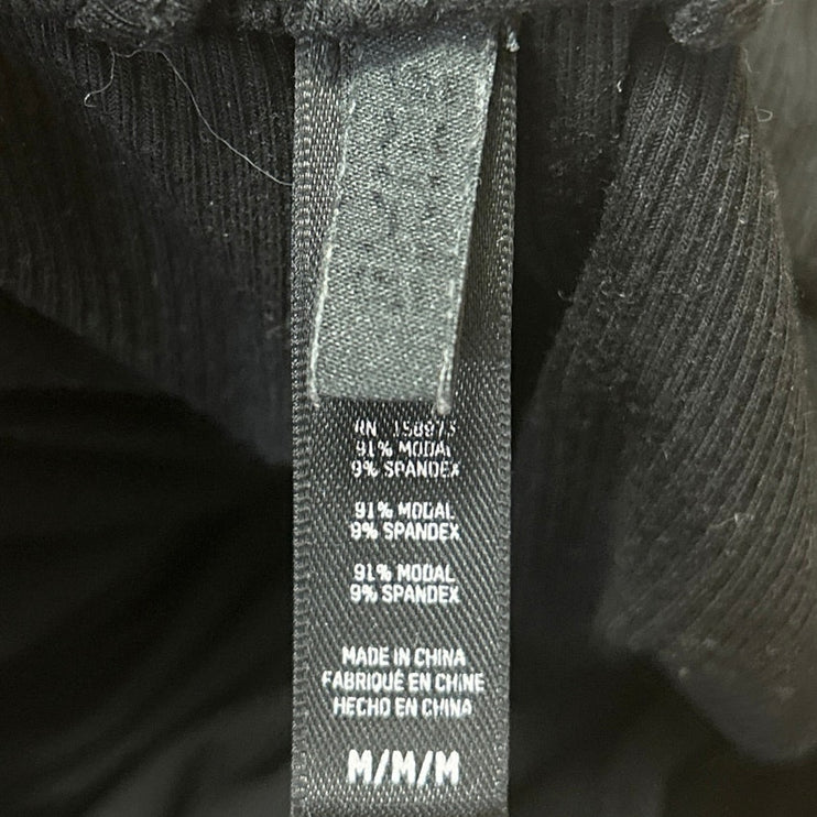 Skims Women's Black Rib Knit Straight Wide Leg High Waist Trousers Pants Size M
