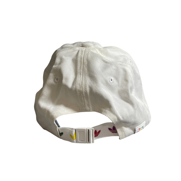 Adidas Unisex White Rainbow Pride Relaxed Logo Strapback Baseball Cap Hat OS