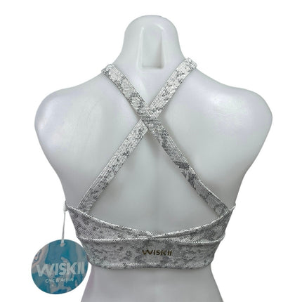 NEW WISKII Dream Big Princes Gray Snake Skin Halter Neck Crop Tank Top Size S