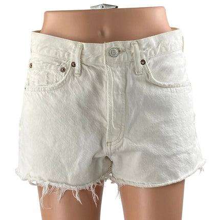 Agolde Parker Women's White High Waisted Cotton Cut Off Denim Jean Short Size 26