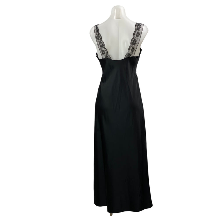 Abercrombie & Fitch Women's Black Sleeveless Lace Cami V-neck Maxi Slip Dress S