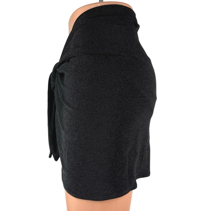 Nookie Black Tie Knot Fitted Summer Coverup Beach Swim Mini Skirt One Size