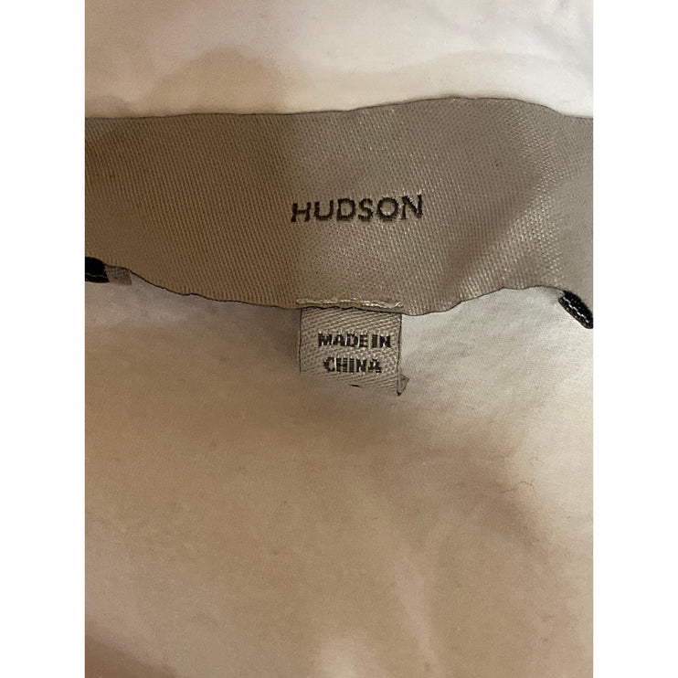 Hudson Women's White Long Sleeve Henley Button Collar Tie Hem Shirt Top Size S