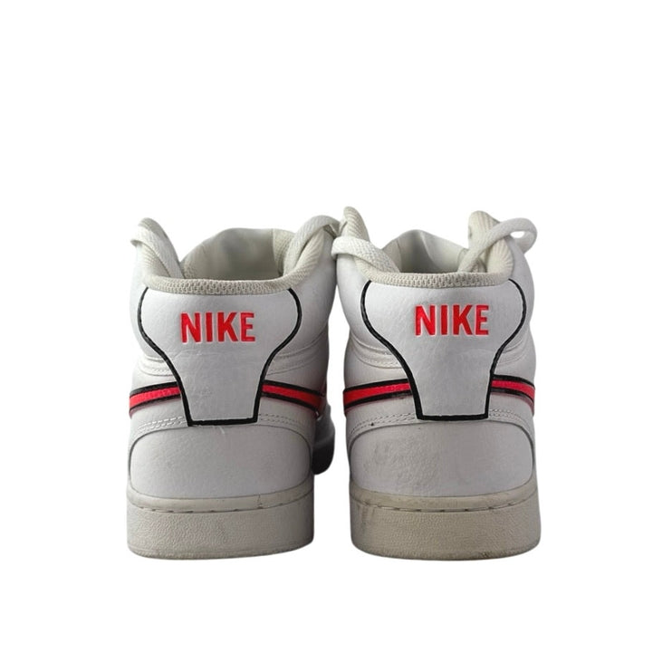Nike Court Vision Women's White Red Leather Lace Up Mid Top Athletic Sneakers 10