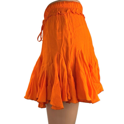 Gab & Kate Olivaceous Orange Elastic Waist Flowy Flare Mini A-Line Skirt Size S