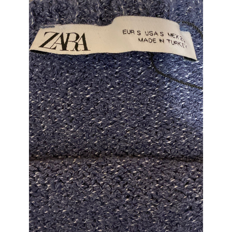 Zara Womens Blue Distressed Sleeveless Square Neck Bralette Crop Cami Tank Top S