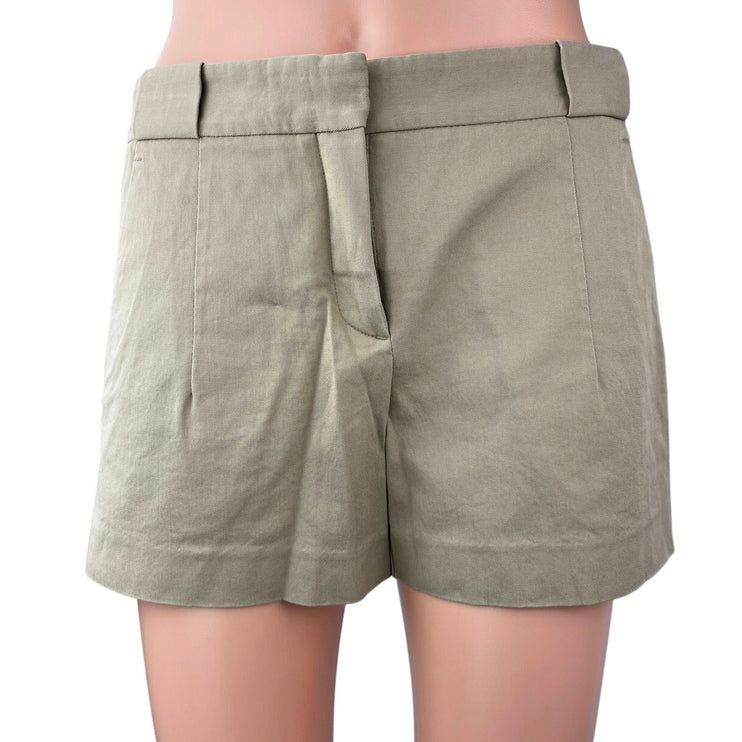 Theory Women's Tan Khaki Mid Rise Zipper Pockets Casual Chino Shorts Size 4