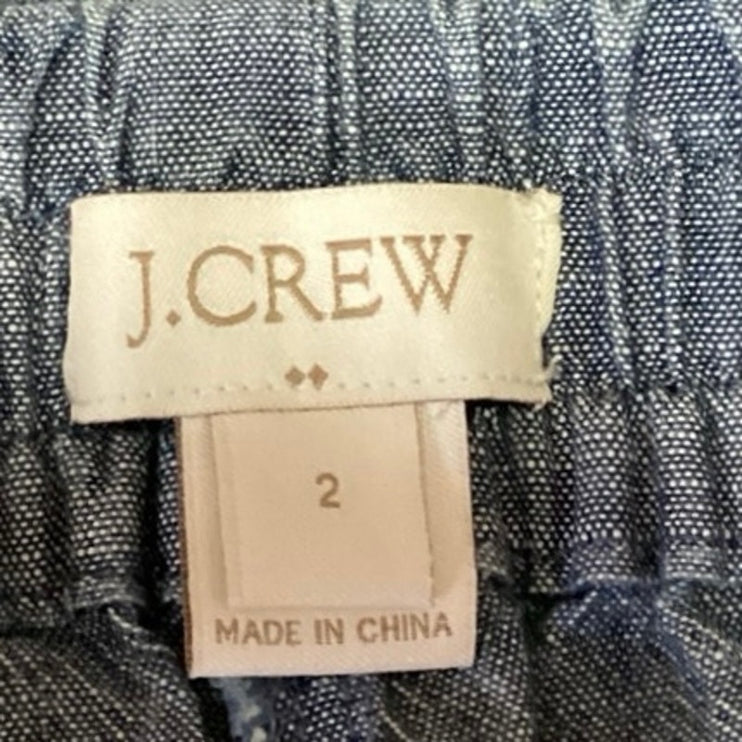 J. Crew Chambray Blue Denim Drawstring Straight Leg Trouser Jeans Pants 2