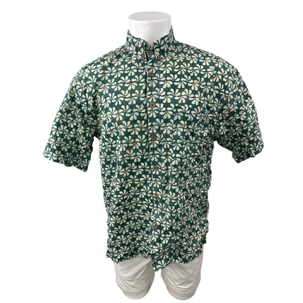 El Nino Board Wear Mens Green Floral Short Sleeve Button Up Hawaiian Shirt Top L