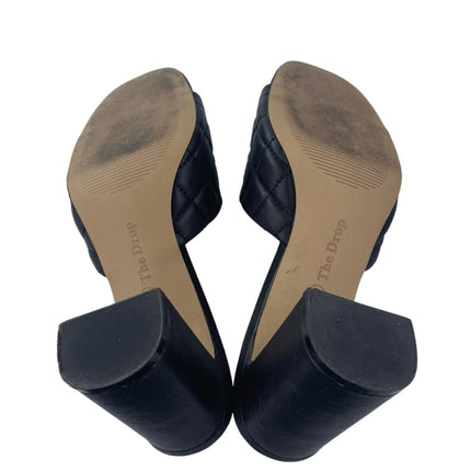 The Drop Pattie Womens Black Quilted Open Toe High Block Heels Mules Sandals 9.5