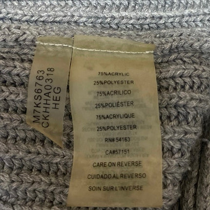 Calvin Klein Women's Gray Rib Knit Ruffle Long Sleeve Pullover Sweater Top Sz XL
