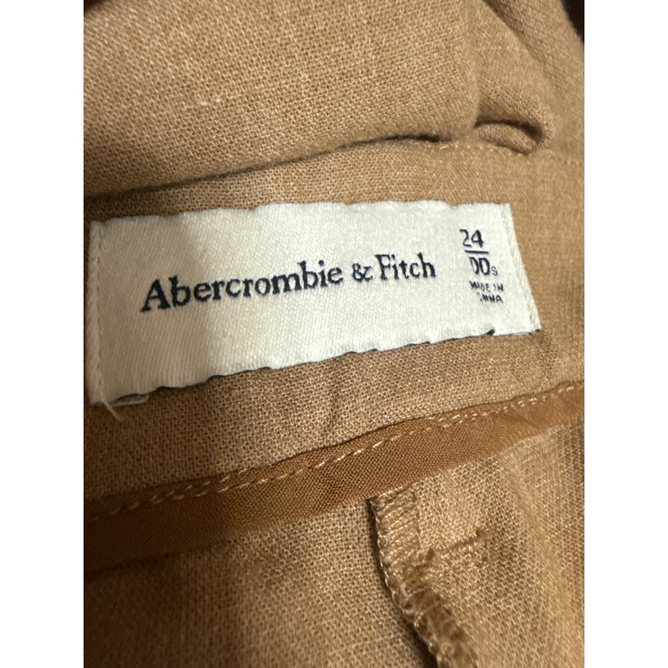 Abercrombie & Fitch Women's Tan Pleated Wide Leg High Rise Trousers Pants Sz 24
