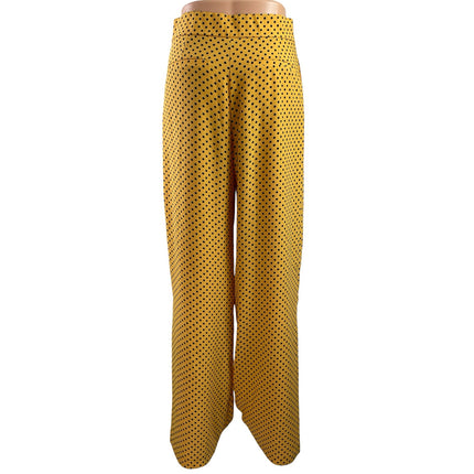 Zara trf Womens Yellow Polka Dots Mid Rise Wide Leg Trousers Dress Pants Size S