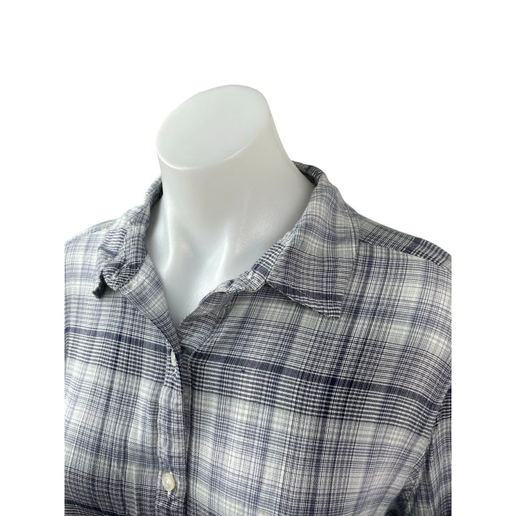 Nordstrom BP Women's Black Long Sleeve Plaid Casual Button Down Shirt Top Size L