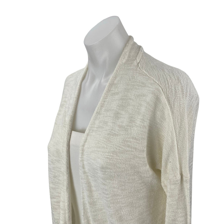 Vila Viril Women's White Basic Knitted Long Sleeve Duster Cardigan Sweater Top L