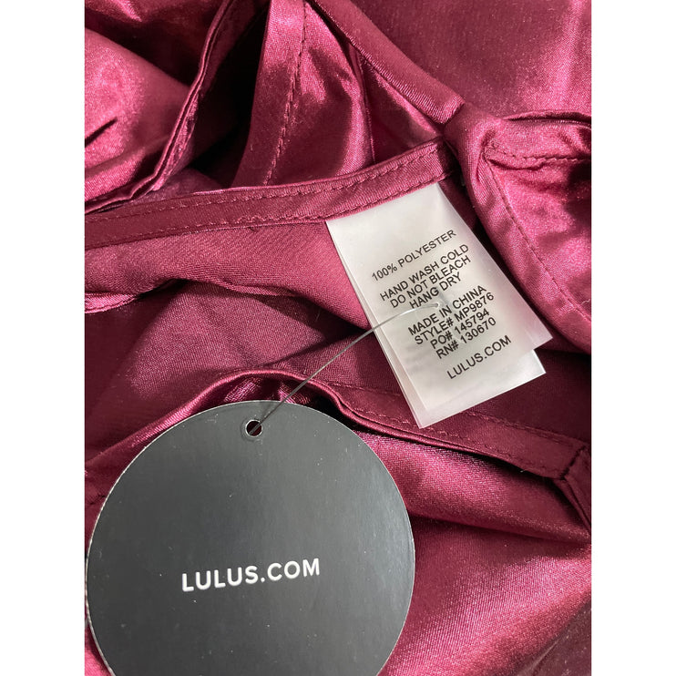 NEW Lulus Red Silk Satin Cami Tank Shorts Sleepwear Pajamas 2 Piece Set Size XS