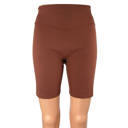 Vitality Women's Brown High Waisted Yoga Running Athletic Biker Shorts Size L