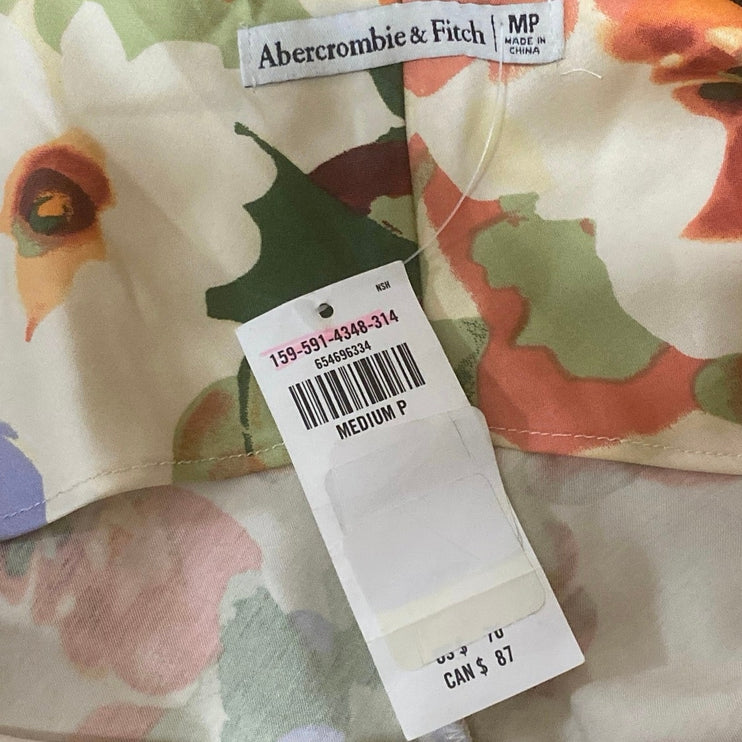NEW Abercrombie & Fitch Multicolor Floral Satin Sleeveless A Line Mini Dress MP