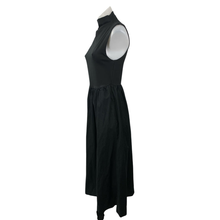 J.Crew Women's Black Sleeveless Turtleneck Tank Pleated A Line Midi Dress Size S