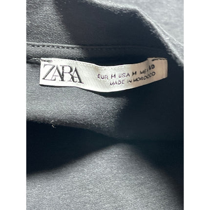 Zara Women's Black Short Sleeve Mock Neck Boxy Basic T Shirt Tee Top Size M