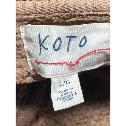 Koto Brown Suede Leather Button Long Sleeve Safari Field Utility Coat Jacket L