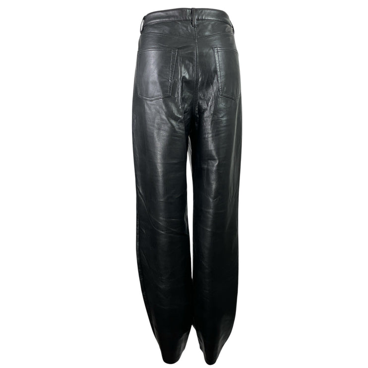 Aritzia Wilfred The Melina Women Black Faux Leather Vegan Trousers Pants Size 12