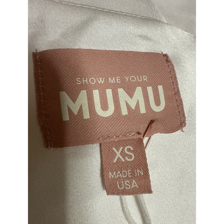 NEW Show Me Your Mumu White Silk Satin Halter Open Back Mini Slip Dress Size XS