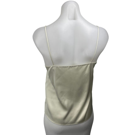 Zara Women's Cream Sleeveless Silk Satin Square Cami Camisole Tank Top Size S