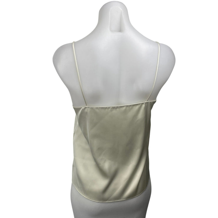 Zara Women's Cream Sleeveless Silk Satin Square Cami Camisole Tank Top Size S