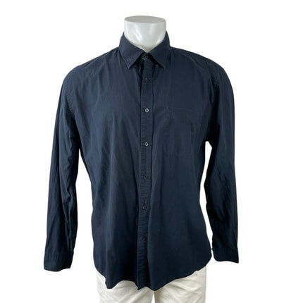 Uniqlo Men's Navy Blue Long Sleeve Pocket Casual Button Down Shirt Top Size XL