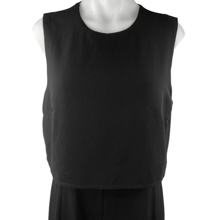 Lulus Women's Black Sleeveless Split Back Straight Wide Leg Romper Jumpsuit Sz L