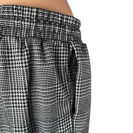 Bar III Women's Black White Plaid High Rise Tapered Jogger Sweat Pants Size L