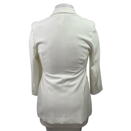 Boston Proper Womens White Notch Collar LOng Sleeve Button Blazer Coat Jacket 12