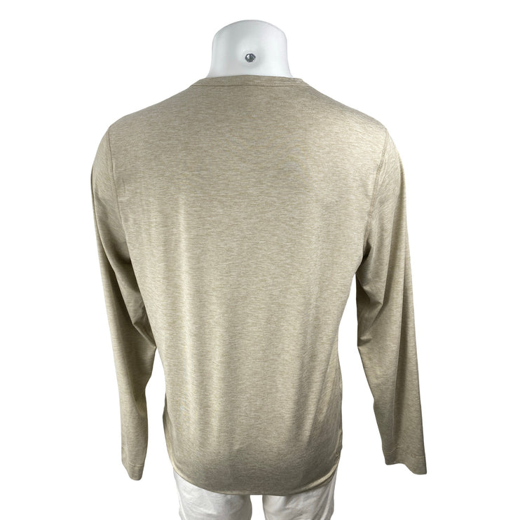 Vuori Men's Beige Heather Long Sleeve Henley Basic Casual T Shirt Tee Top Size L