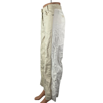 Something Navy Women's Beige White Colorblock Wide Leg Trousers Pants Size S