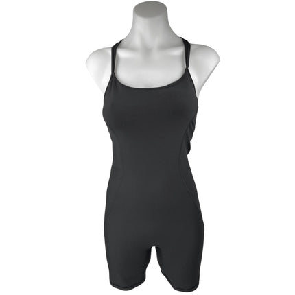 Abercrombie YPB SculptLUX Black Sleeveless One Piece Tank Romper Shorts Size S