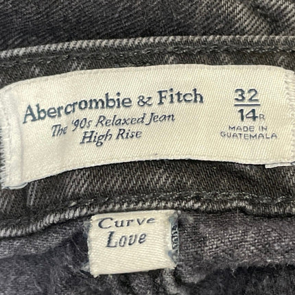 Abercrombie & Fitch 90's Relaxed Black High Rise Straight Denim Jeans Pants 14