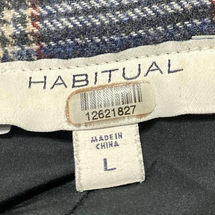 Habitual Black Wool Plaid Flannel Notch Collar Long Sleeve Blazer Coat Jacket L