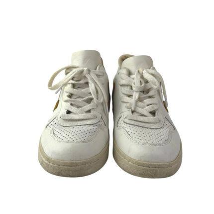 Veja V-10 Womens White Leather Lace Up Low Top Athletic Sneakers Shoes Size 8
