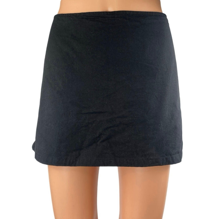 Princess Polly Women's Black High Waisted Back Zip Slit Mini A Line Skirt Size 8